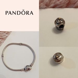 Authentic Pandora heart clasp bracelet and cupcake charm